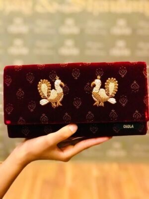 Designer Maroon Velvet Clutch