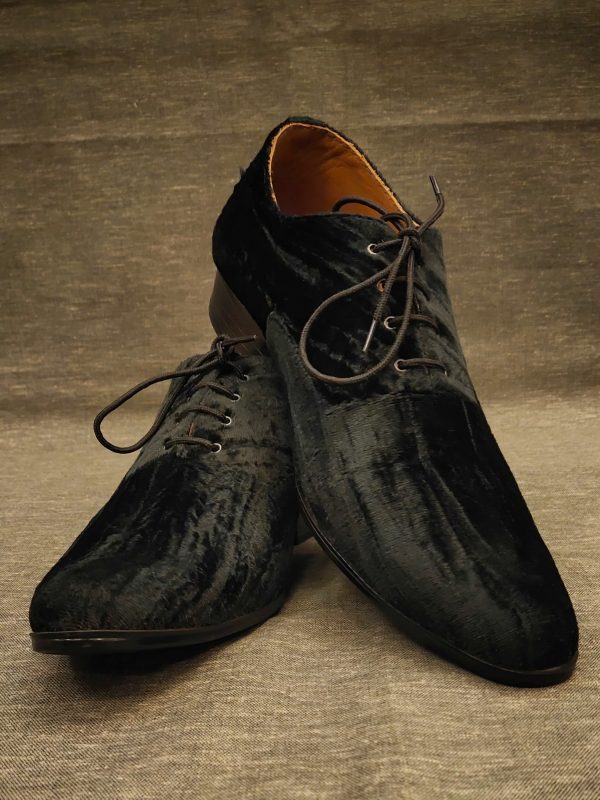 Stylish Black Crushed Velvet Shoes