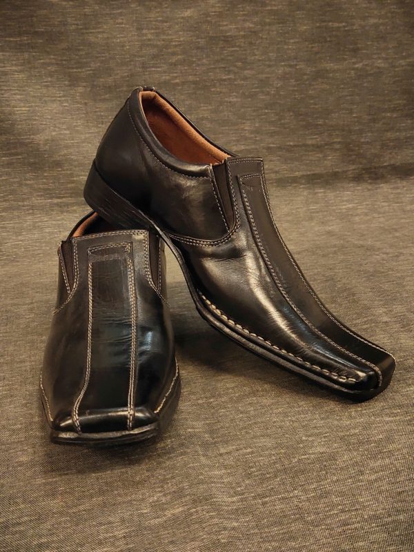 Designer Black Leather Slip-On Shoes