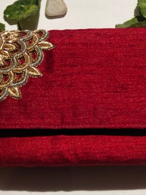 Stylish Sangria Embroidered Clutch