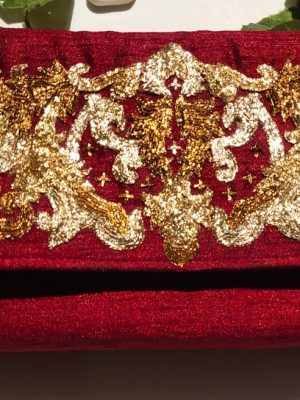 Designer Royal Garnet Silk Clutch