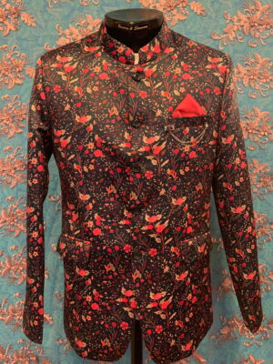 Floral Printed Designer Blue Bandgala