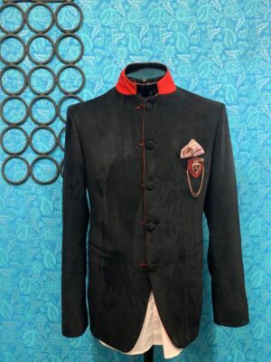 Reversible Black & Red Designer Bandgala