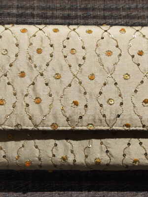 Fancy Beige Silk Clutch